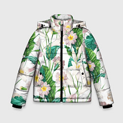 Зимняя куртка для мальчика Цветы Лилии На Белом Фоне