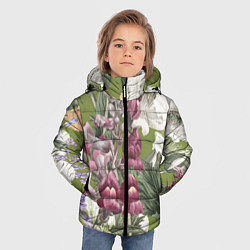 Куртка зимняя для мальчика Цветы Ностальгический Весенний Узор, цвет: 3D-светло-серый — фото 2