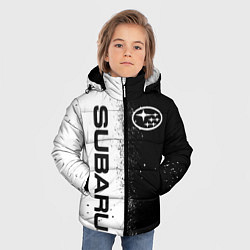 Куртка зимняя для мальчика СУБАРУ - SUBARU ЧЕРНО БЕЛЫЕ БРЫЗГИ КРАСКА, цвет: 3D-черный — фото 2