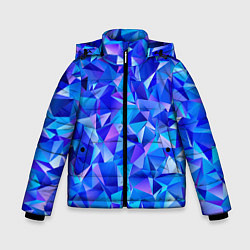 Куртка зимняя для мальчика СИНЕ-ГОЛУБЫЕ полигональные кристаллы, цвет: 3D-светло-серый
