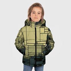 Куртка зимняя для мальчика УЗОР ИЗ ПРЯМОУГОЛЬНИКОВ БЕЖЕВО-КОРИЧНЕВЫЙ, цвет: 3D-светло-серый — фото 2