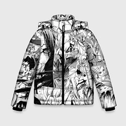 Куртка зимняя для мальчика Доктор Стоун паттерн, цвет: 3D-светло-серый