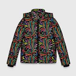 Куртка зимняя для мальчика Разноцветные яркие узоры, цвет: 3D-светло-серый