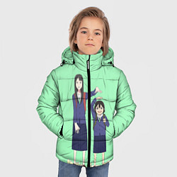 Куртка зимняя для мальчика Саяка и Мидори Руки прочь от кинокружка, цвет: 3D-светло-серый — фото 2