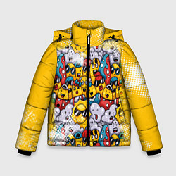 Куртка зимняя для мальчика Семья смайлов, цвет: 3D-светло-серый