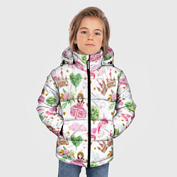Куртка зимняя для мальчика Принцесса, замки и единороги, цвет: 3D-красный — фото 2