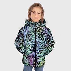 Куртка зимняя для мальчика Разноцветные Листья Пальм В Ночных Джунглях, цвет: 3D-красный — фото 2