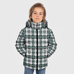 Куртка зимняя для мальчика Серо-зеленый клетчатый узор шотландка, цвет: 3D-светло-серый — фото 2