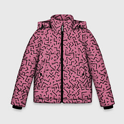 Куртка зимняя для мальчика Минималистический паттерн на розовом фоне, цвет: 3D-красный