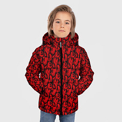 Куртка зимняя для мальчика Красные психоделический смайлы, цвет: 3D-светло-серый — фото 2