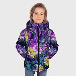 Куртка зимняя для мальчика Цветы Жёлто-Фиолетовые, цвет: 3D-светло-серый — фото 2