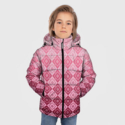 Куртка зимняя для мальчика Розовый геометрический градиентный узор, цвет: 3D-красный — фото 2