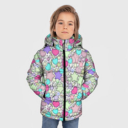 Куртка зимняя для мальчика 3D узор с бусами и стразами, цвет: 3D-красный — фото 2