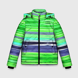 Зимняя куртка для мальчика Сине-зеленые абстрактные полосы