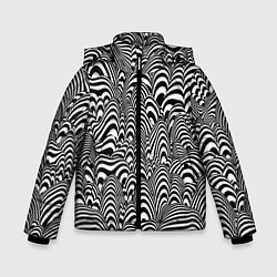 Куртка зимняя для мальчика Черно-белая психоделика, цвет: 3D-светло-серый