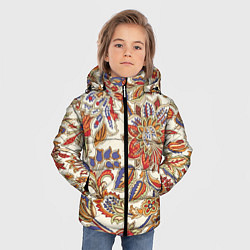Куртка зимняя для мальчика Цветочный винтажный орнамент, цвет: 3D-черный — фото 2