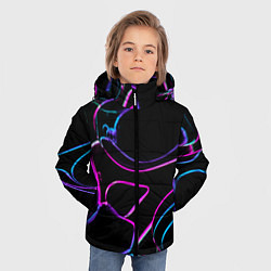 Куртка зимняя для мальчика Неоновые линзы во тьме - Фиолетовый, цвет: 3D-черный — фото 2