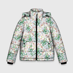 Куртка зимняя для мальчика Цветы Нежные Лилии, цвет: 3D-светло-серый