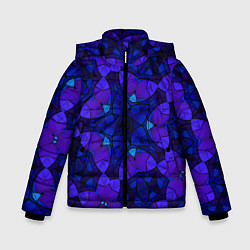 Куртка зимняя для мальчика Калейдоскоп -геометрический сине-фиолетовый узор, цвет: 3D-красный