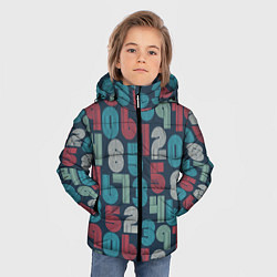 Куртка зимняя для мальчика Цифры в стиле Ретро, цвет: 3D-светло-серый — фото 2