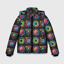 Куртка зимняя для мальчика Геометрический яркий глитч, цвет: 3D-светло-серый