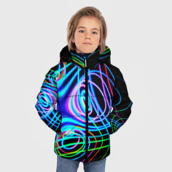 Куртка зимняя для мальчика Неоновое множество линий - Голубой, цвет: 3D-светло-серый — фото 2