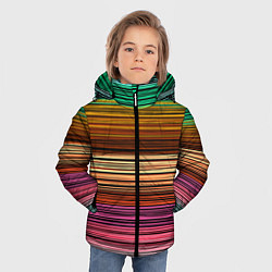 Куртка зимняя для мальчика Multicolored thin stripes Разноцветные полосы, цвет: 3D-светло-серый — фото 2