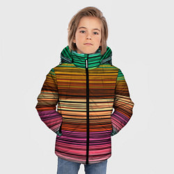 Куртка зимняя для мальчика Multicolored thin stripes Разноцветные полосы, цвет: 3D-черный — фото 2