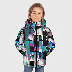 Куртка зимняя для мальчика Glitch Abstract squares Глитч Абстрактные квадраты, цвет: 3D-черный — фото 2