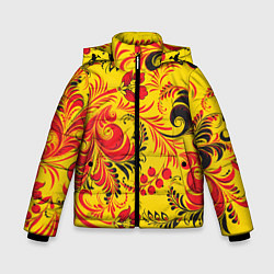 Куртка зимняя для мальчика Хохломская Роспись Цветы, цвет: 3D-красный