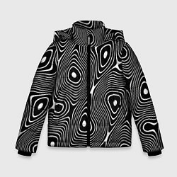 Куртка зимняя для мальчика Чёрно-белая стилизованная поверхность воды Wave pa, цвет: 3D-черный
