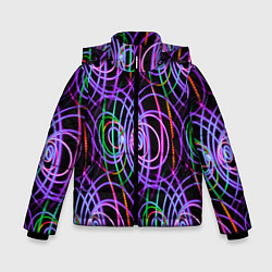 Куртка зимняя для мальчика Неоновые круги и линии - Фиолетовый, цвет: 3D-красный