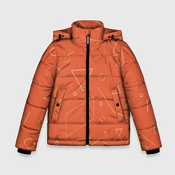 Куртка зимняя для мальчика Геометрические Фигуры На Оранжевом Фоне, цвет: 3D-красный