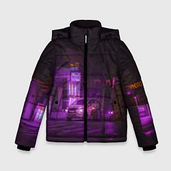 Куртка зимняя для мальчика Неоновый ночной переход - Фиолетовый, цвет: 3D-светло-серый