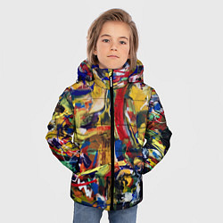 Куртка зимняя для мальчика Смелые экспрессивные мазки краски, цвет: 3D-черный — фото 2
