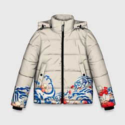 Зимняя куртка для мальчика Японский орнамент волн