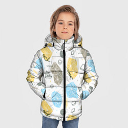 Куртка зимняя для мальчика Разноцветные Многоугольники и Круги, цвет: 3D-светло-серый — фото 2