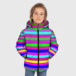 Куртка зимняя для мальчика Multicolored neon bright stripes, цвет: 3D-черный — фото 2