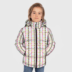 Куртка зимняя для мальчика Геометрия полосы и кружочки, цвет: 3D-светло-серый — фото 2