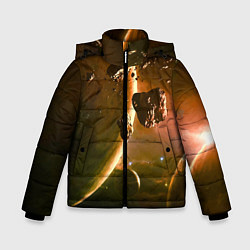 Зимняя куртка для мальчика Две планеты в космическом пространстве