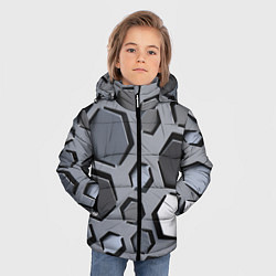 Куртка зимняя для мальчика Металлическая киберпанк броня - Серый, цвет: 3D-светло-серый — фото 2