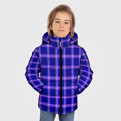 Куртка зимняя для мальчика Фиолетовый клетчатый узор, цвет: 3D-светло-серый — фото 2
