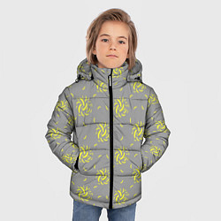 Куртка зимняя для мальчика Банановый фейерверк на сером фоне, цвет: 3D-светло-серый — фото 2