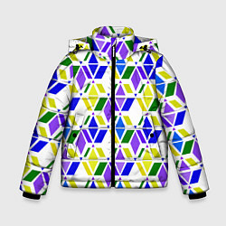 Куртка зимняя для мальчика Разноцветный неоновый геометрический узор, цвет: 3D-черный