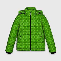 Куртка зимняя для мальчика Зеленые круги и ромбы, цвет: 3D-красный