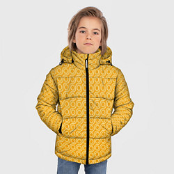 Куртка зимняя для мальчика Волнистые желтые узоры, цвет: 3D-светло-серый — фото 2