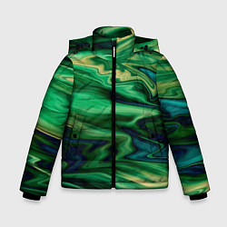 Куртка зимняя для мальчика Абстрактный узор в зеленых тонах, цвет: 3D-светло-серый