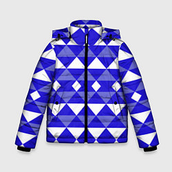 Куртка зимняя для мальчика Бело-синий геометрический узор, цвет: 3D-светло-серый