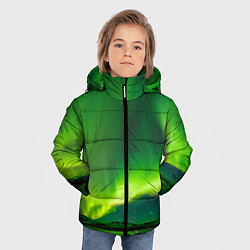 Куртка зимняя для мальчика Абстрактное полярное сияние - Зелёный, цвет: 3D-светло-серый — фото 2