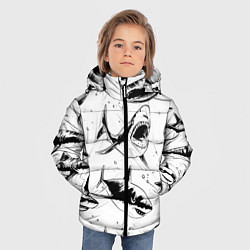 Куртка зимняя для мальчика Кровожадные акулы - стая, цвет: 3D-черный — фото 2